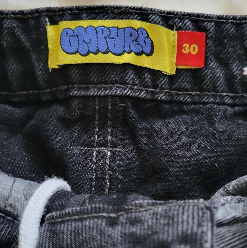 Black Denim Jeans with Embroidered Logo - Picture 2 of 8
